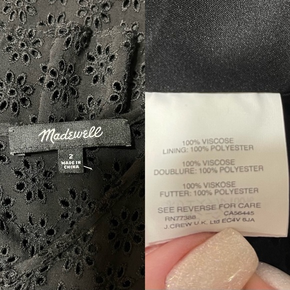 Madewell Tiered Eyelet Smock Dress Black Ruffles 2 XS - Picture 13 of 13